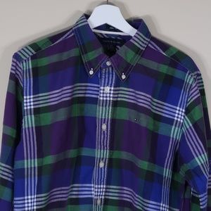 Tommy Hilfiger Plaid Purple Long-Sleeve Button-Up